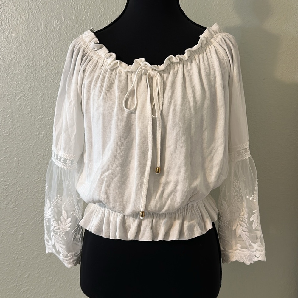 White Off-Shoulder Top - Picture 2 of 12